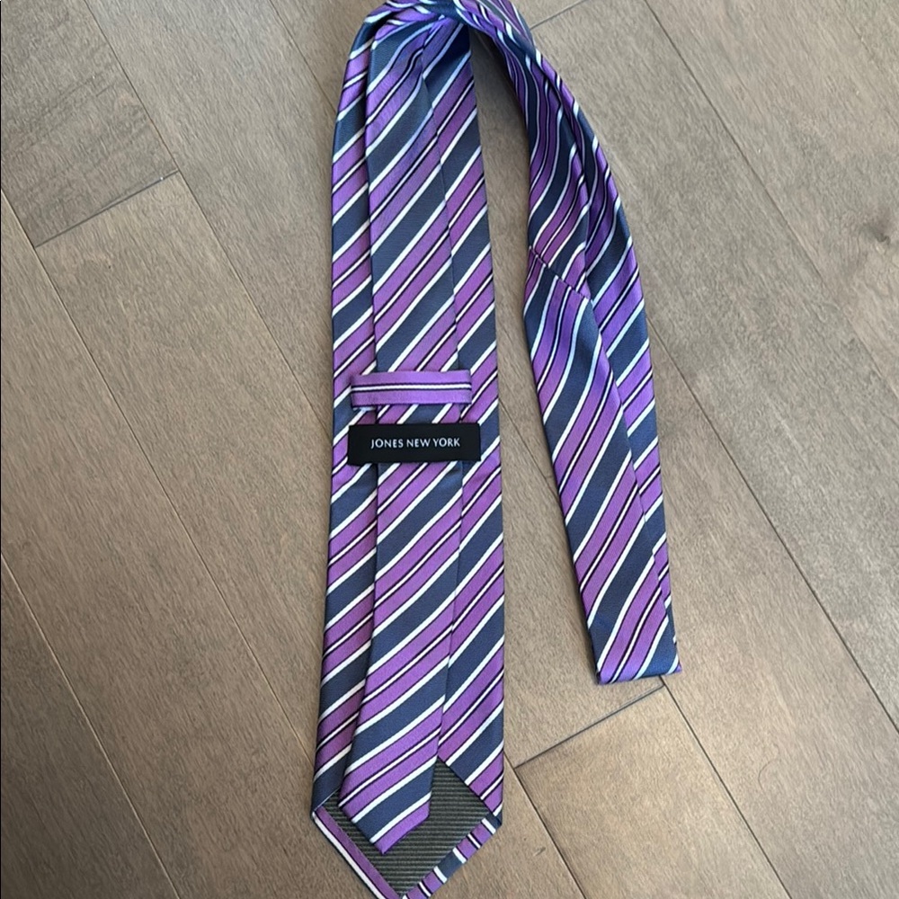 Jones New York Purple and Gray Striped Tie